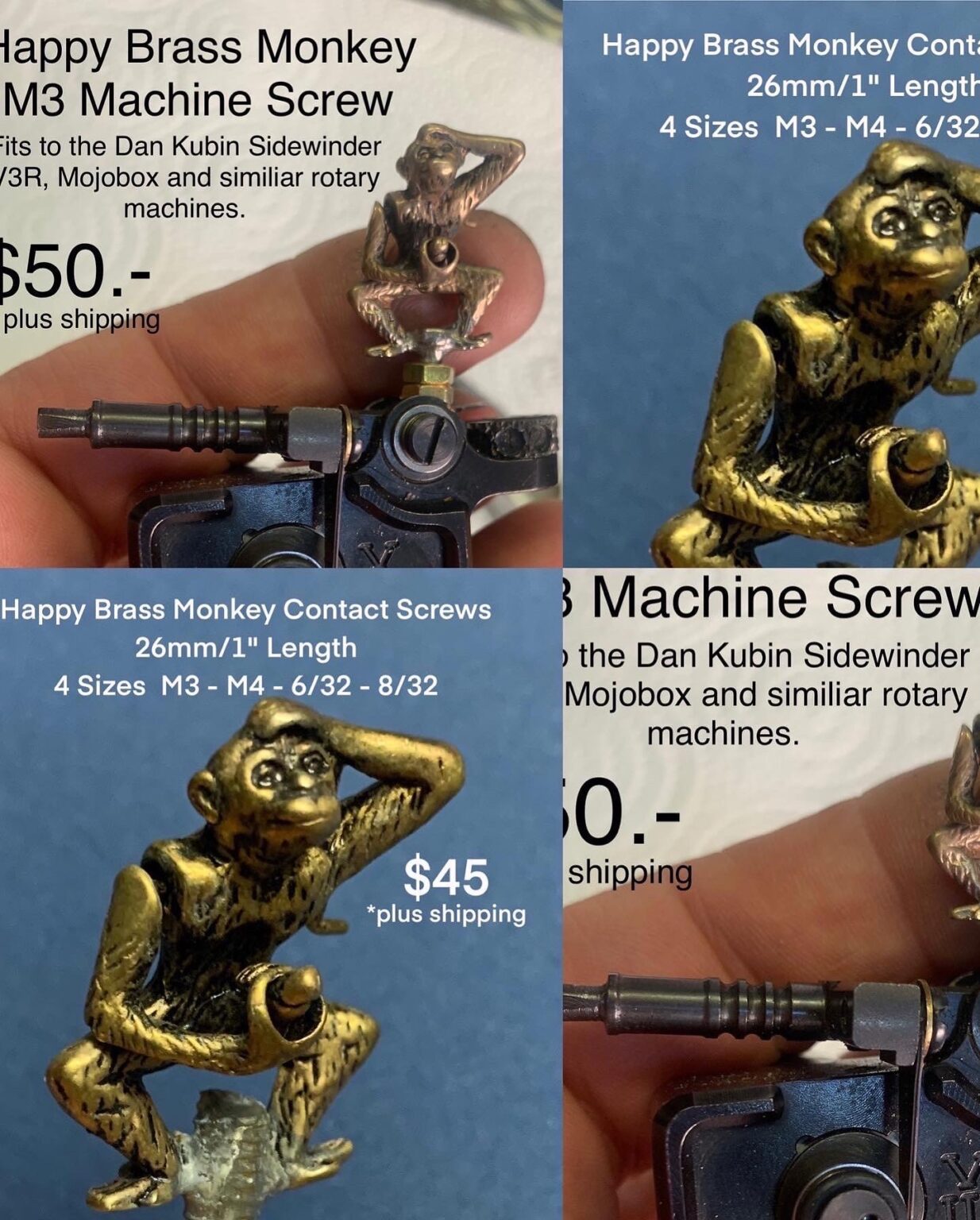 Happy Brass Monkey Tattoo Machine Screws 5 Sizes TattooArtist.ch